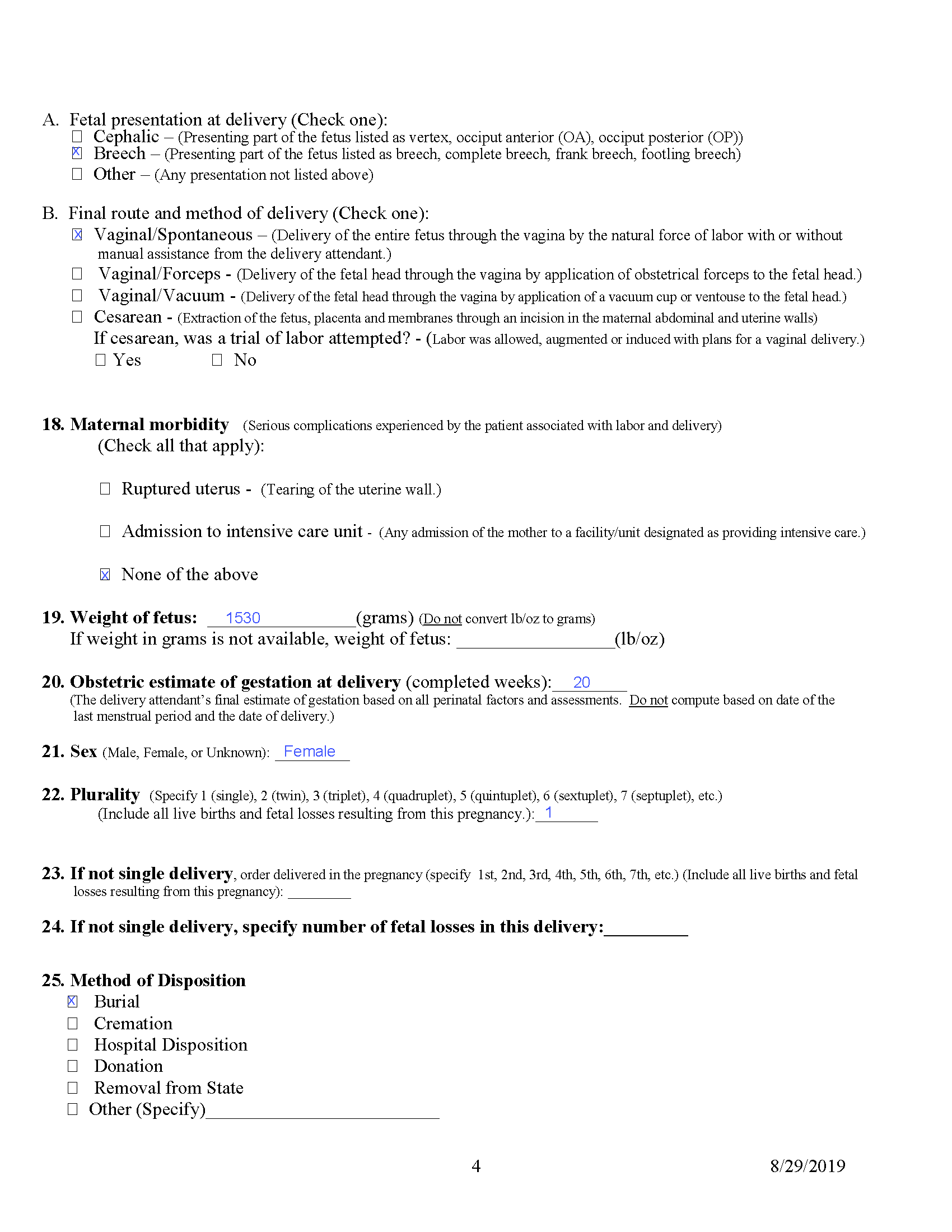 Example Facility Worksheet for Fetal Death Report - p4
