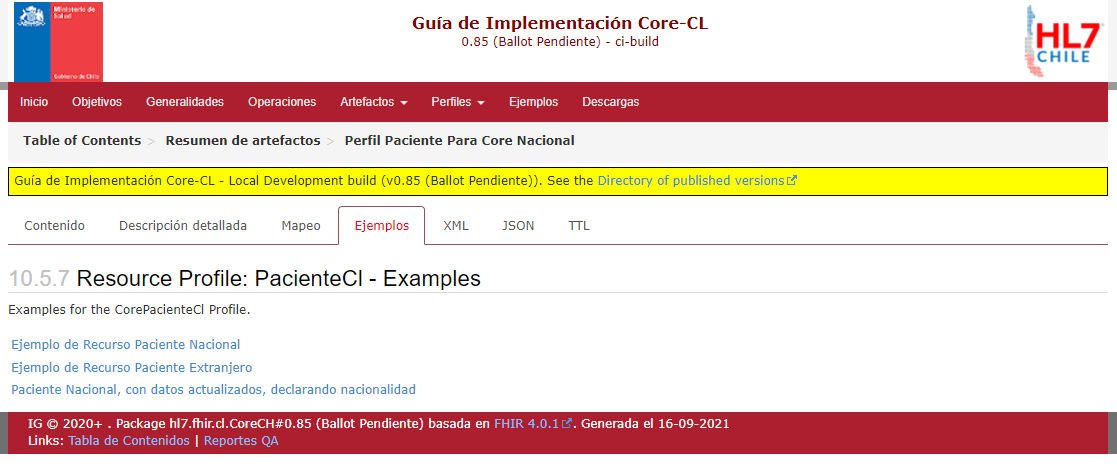 Visión ejemplo de un perfil